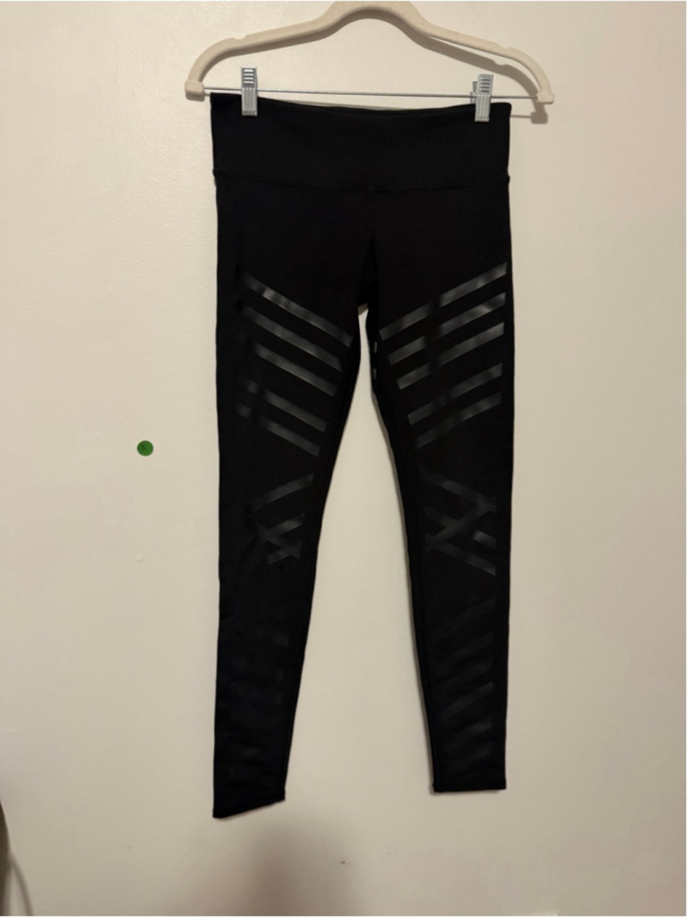 Alo Yoga Black High Waist Mesh Gloss Stripe Leggings Women's Size Small - Picture 2 of 5